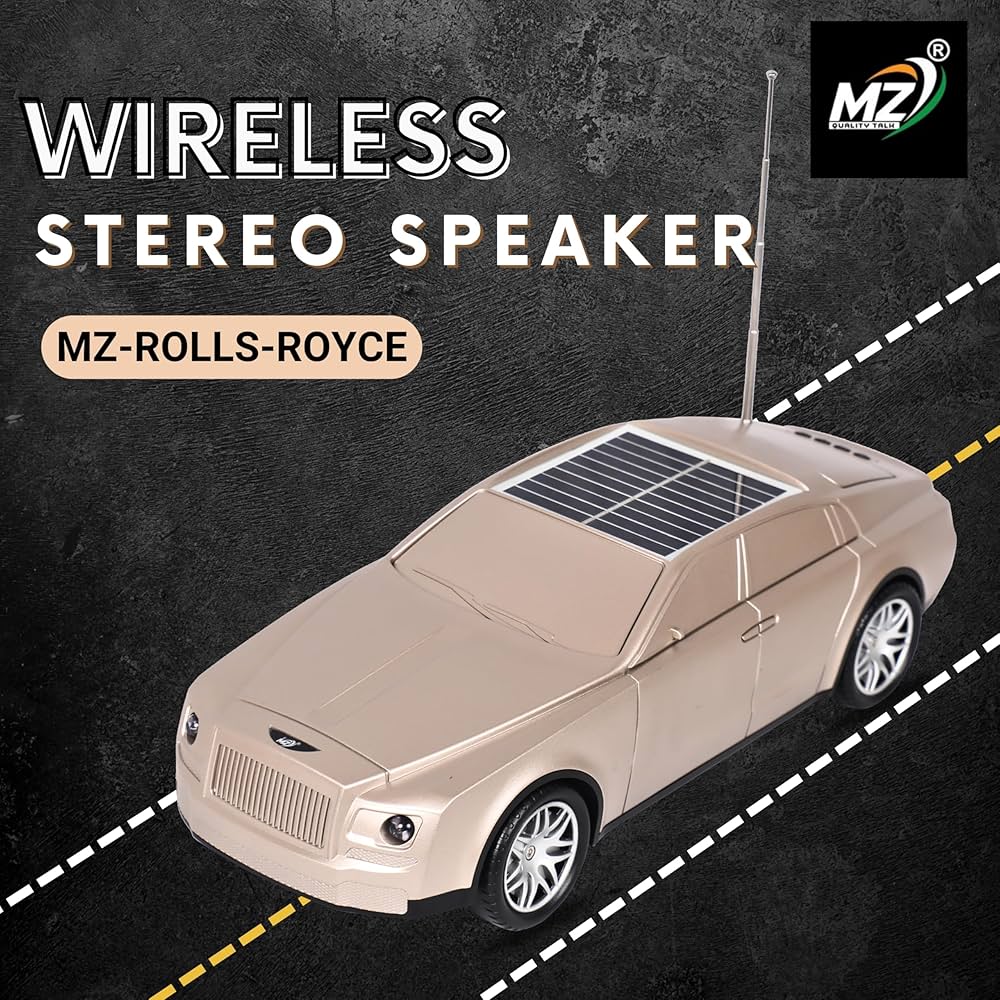 MZ Wireless Stereo Speaker, Solar Powered, Colorful Mini Bluetooth Speaker Car Shape | USB Compatible | Works as Headlight Pet Music Played Car023