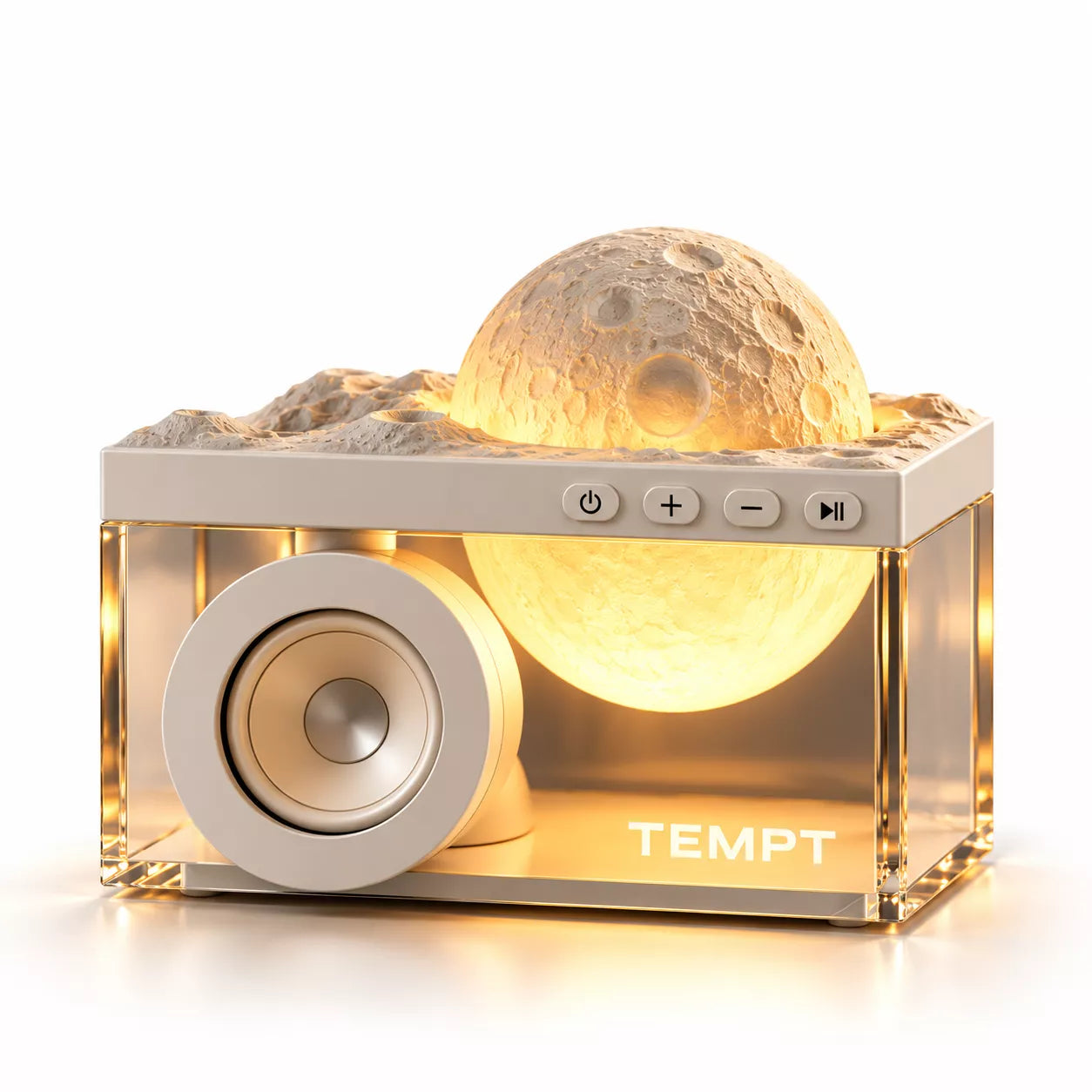 TEMPT Privee Lunar 4-in-1 Bluetooth Speaker with Moon Lamp & Aroma Diffuser | 8W, 40H Playback