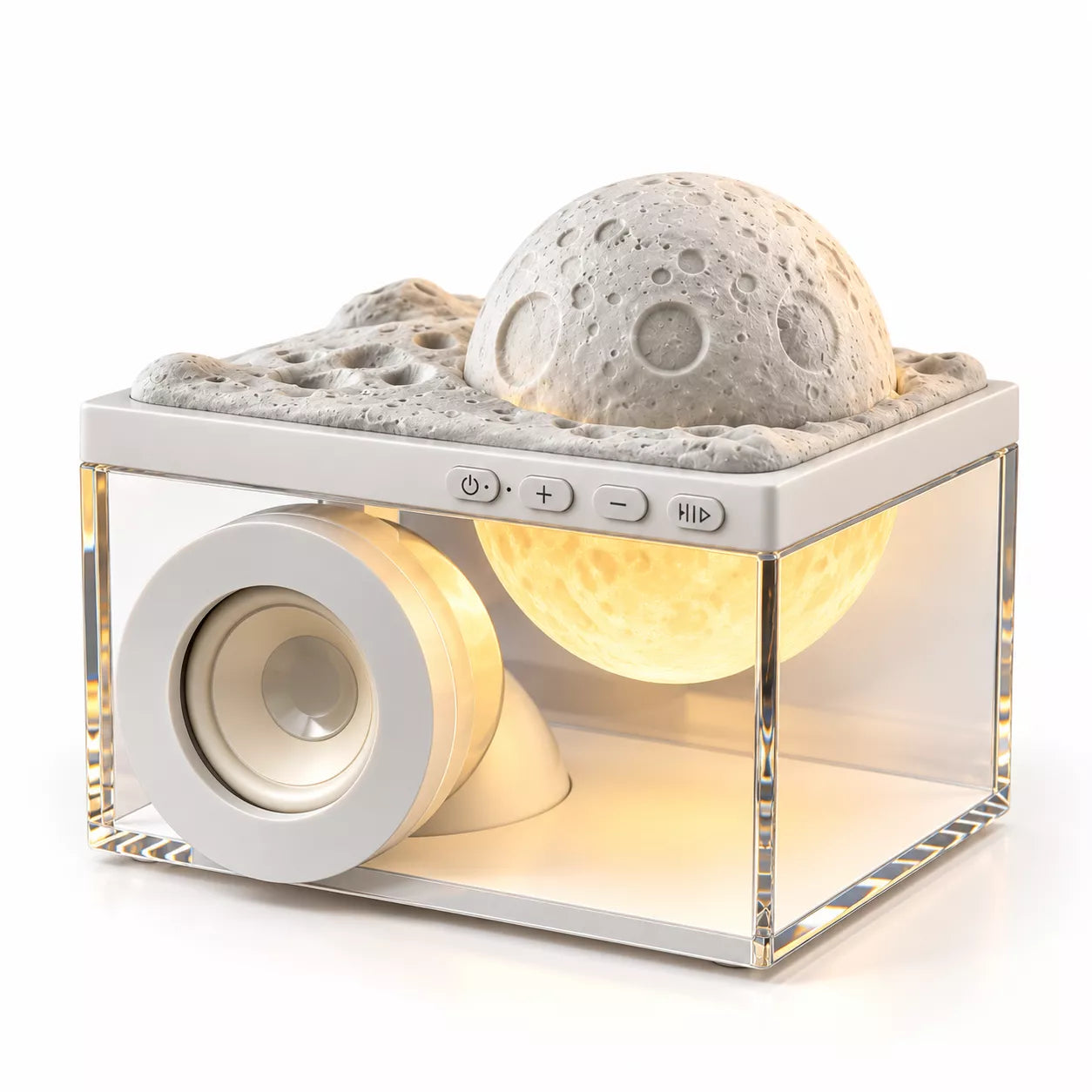 TEMPT Privee Lunar 4-in-1 Bluetooth Speaker with Moon Lamp & Aroma Diffuser | 8W, 40H Playback