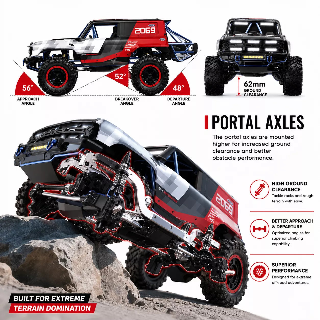 MJXRC H12P 1:12 Ford Bronco Baja 1000 Officially Licensed 4WD Brushless RC Crawler