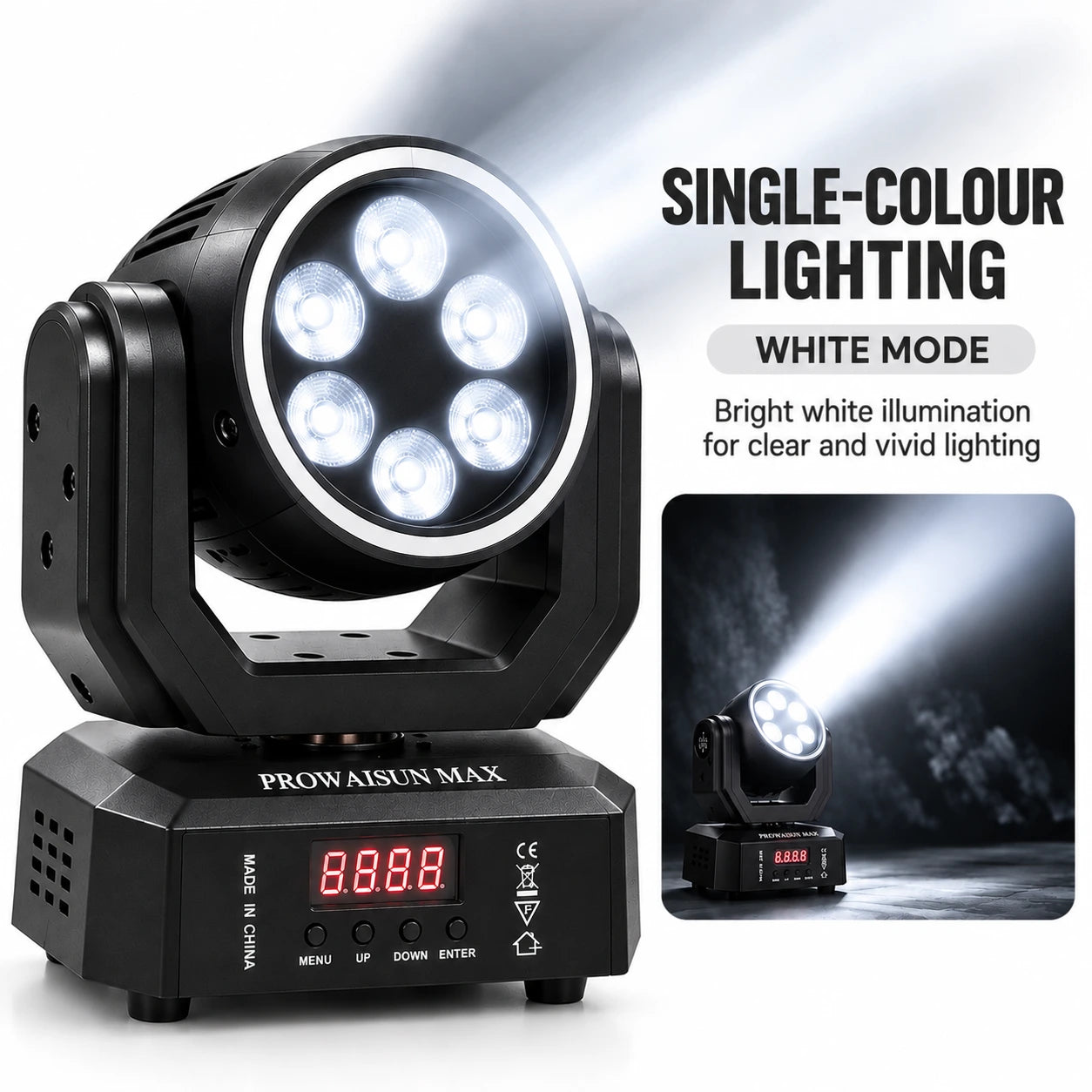 ProwAisun MAX 30W LED Mini Moving Head Wash Light with Remote