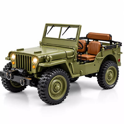1:14 Full Metal Military Jeep RC Car | 2.4GHz 4WD, 2-Speed Gearbox, Metal Transmission, Lights & Sound