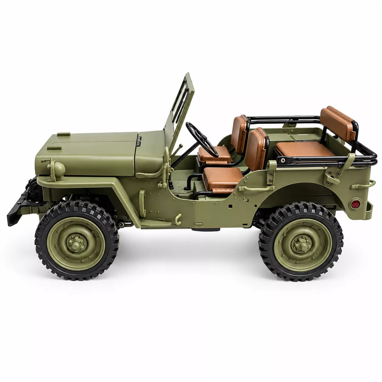 1:14 Full Metal Military Jeep RC Car | 2.4GHz 4WD, 2-Speed Gearbox, Metal Transmission, Lights & Sound