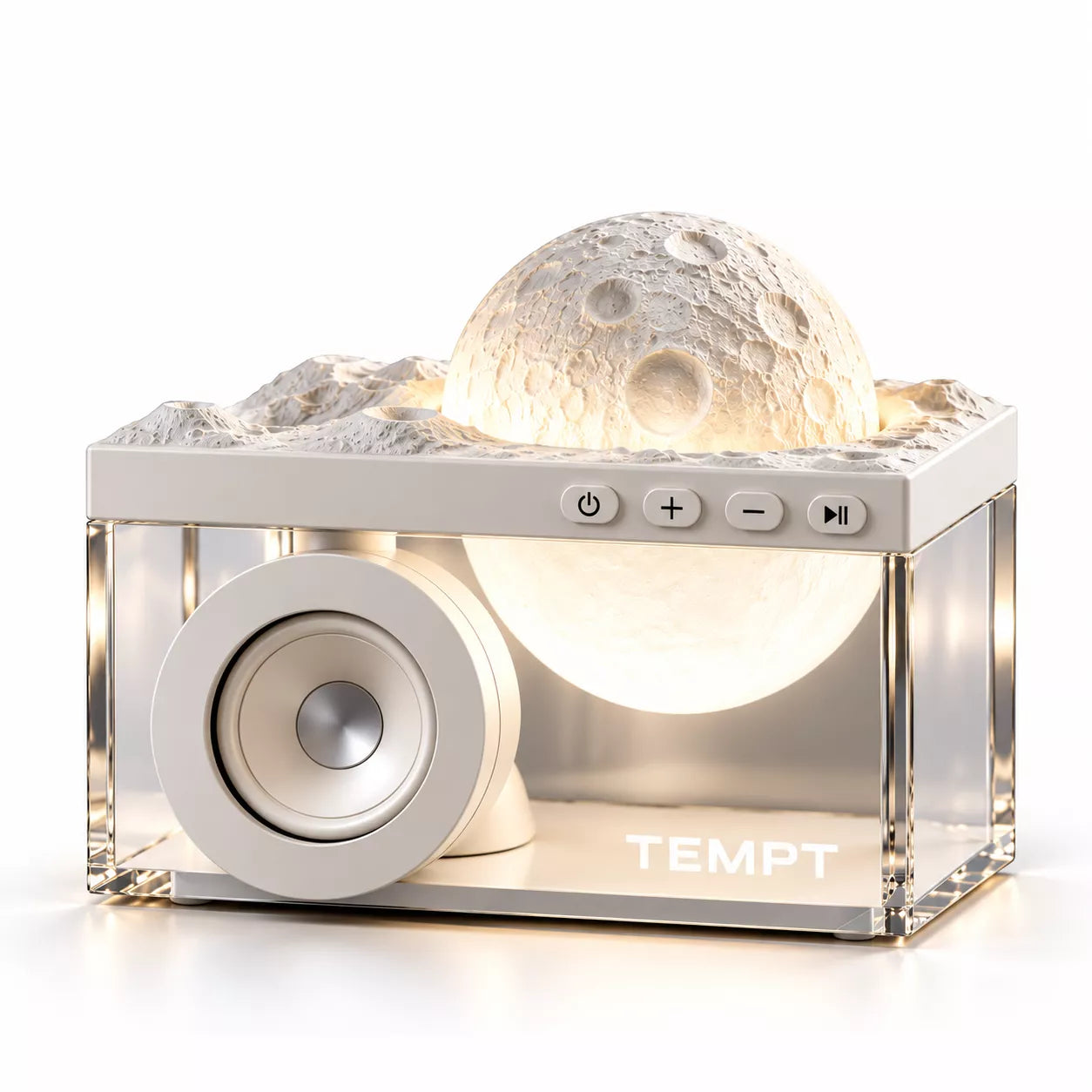 TEMPT Privee Lunar 4-in-1 Bluetooth Speaker with Moon Lamp & Aroma Diffuser | 8W, 40H Playback