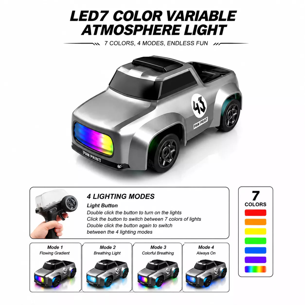 1:64 Mini RC Drift Car | 4WD High-Speed Racing Car with LED Lights (Bestseller)