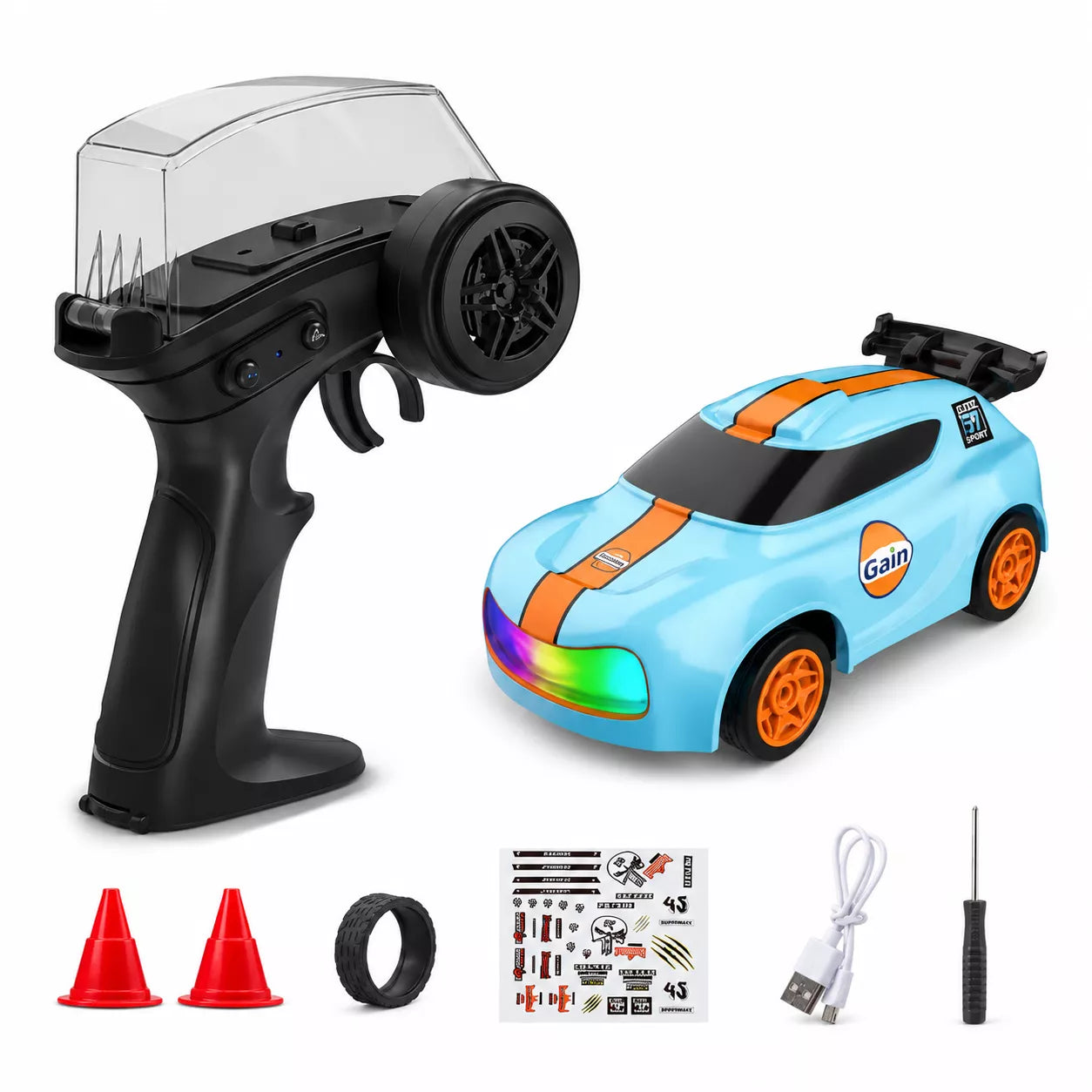 1:64 Mini RC Drift Car | 4WD High-Speed Racing Car with LED Lights (Bestseller)