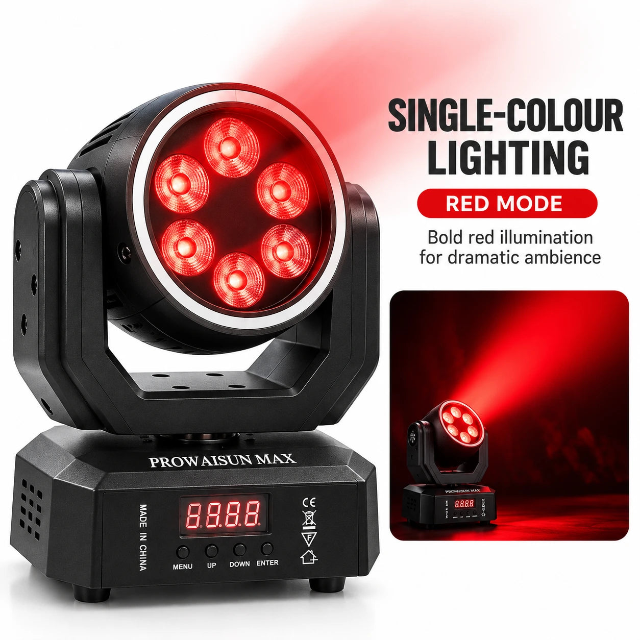 ProwAisun MAX 30W LED Mini Moving Head Wash Light with Remote