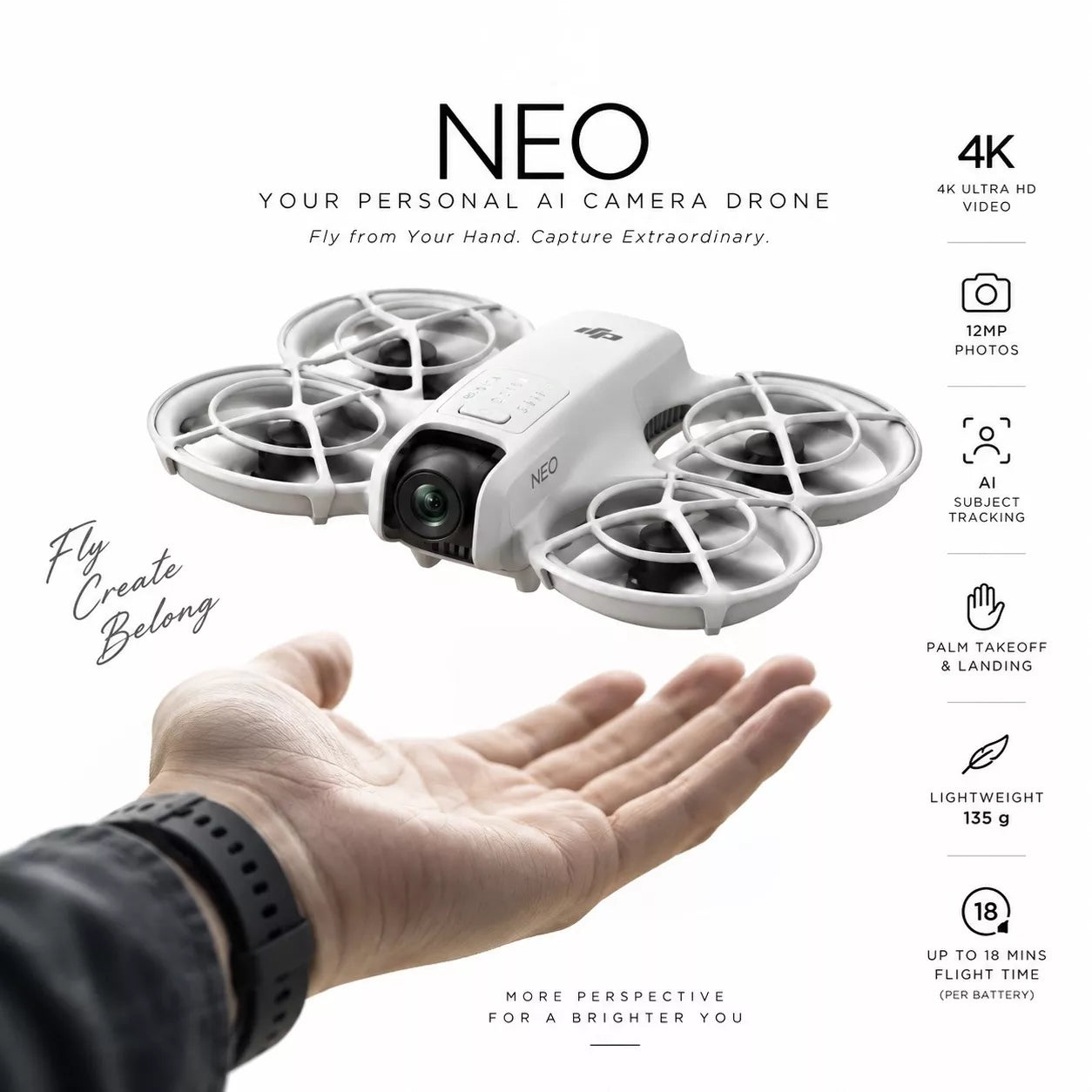 Neo 4K AI Camera Drone | 3 Batteries + Charging Hub | AI Tracking & Palm Takeoff