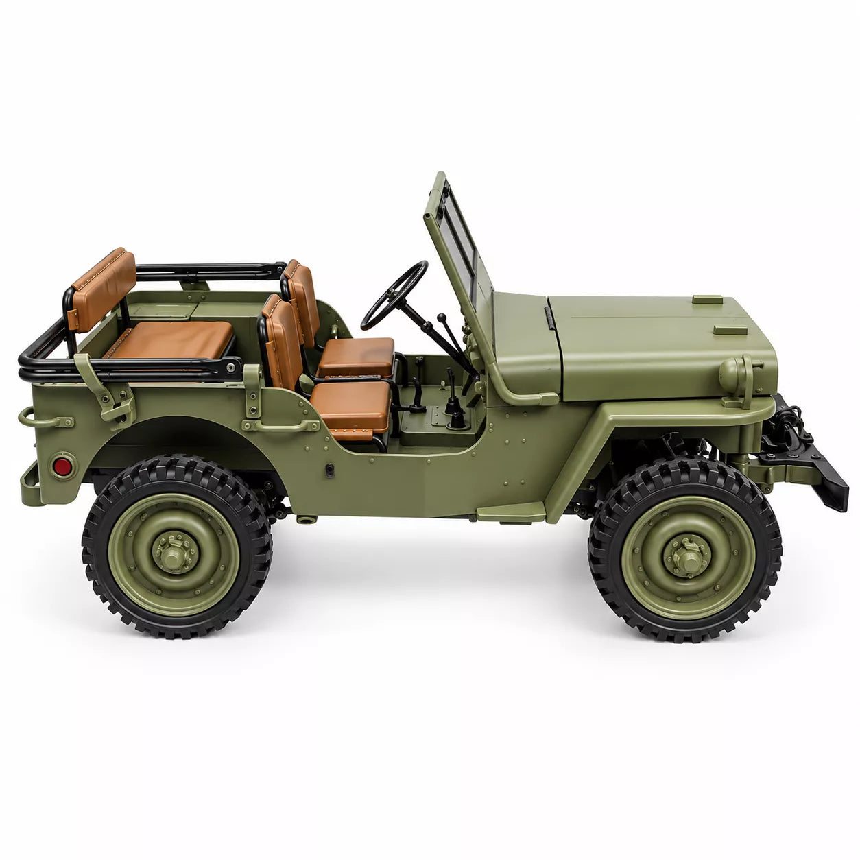 1:14 Full Metal Military Jeep RC Car | 2.4GHz 4WD, 2-Speed Gearbox, Metal Transmission, Lights & Sound