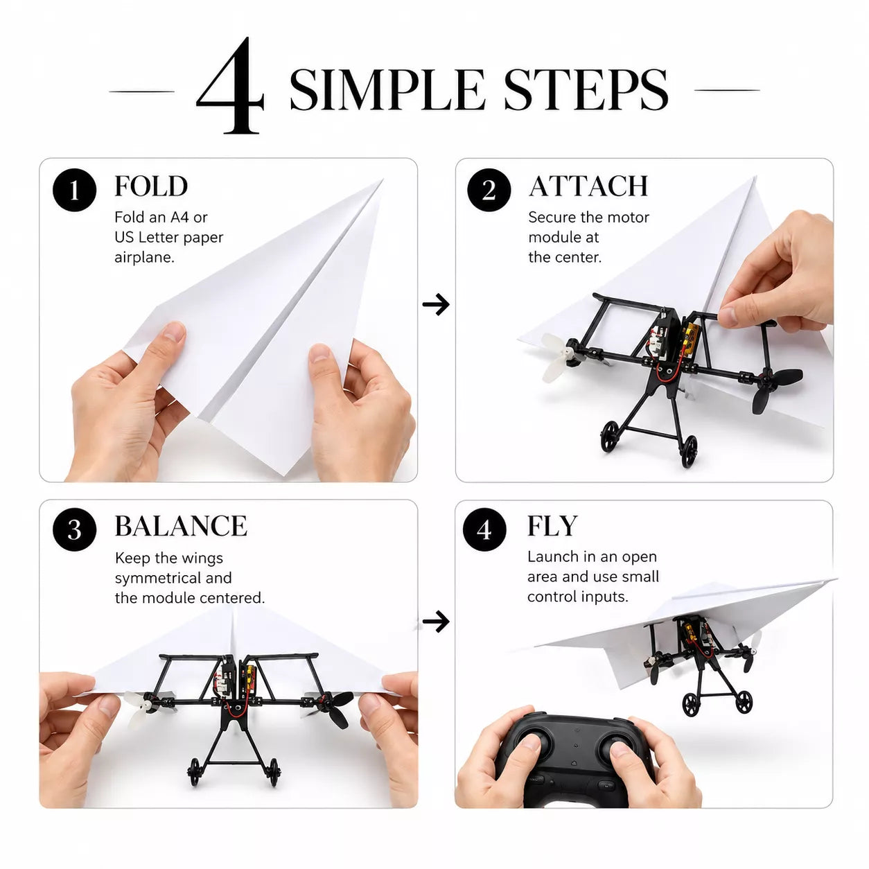 RC Paper Airplane Kit | DIY Remote Control Electric Paper Plane with Dual Propellers