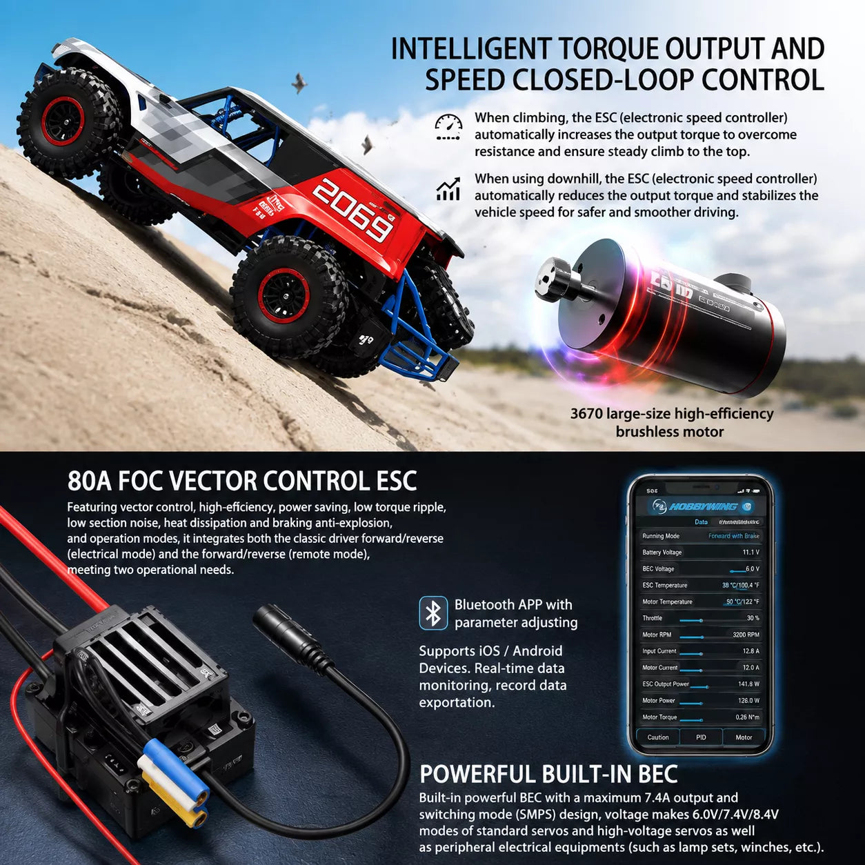 MJXRC H12P 1:12 Ford Bronco Baja 1000 Officially Licensed 4WD Brushless RC Crawler