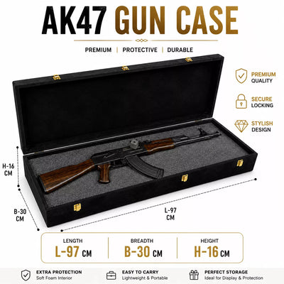 Premium AK-47 Wooden Velvet Display & Storage Briefcase (Only Case, Without Gun)