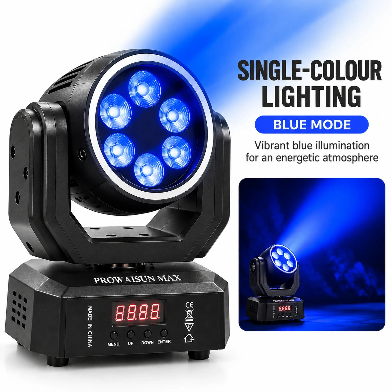 ProwAisun MAX 30W LED Mini Moving Head Wash Light with Remote