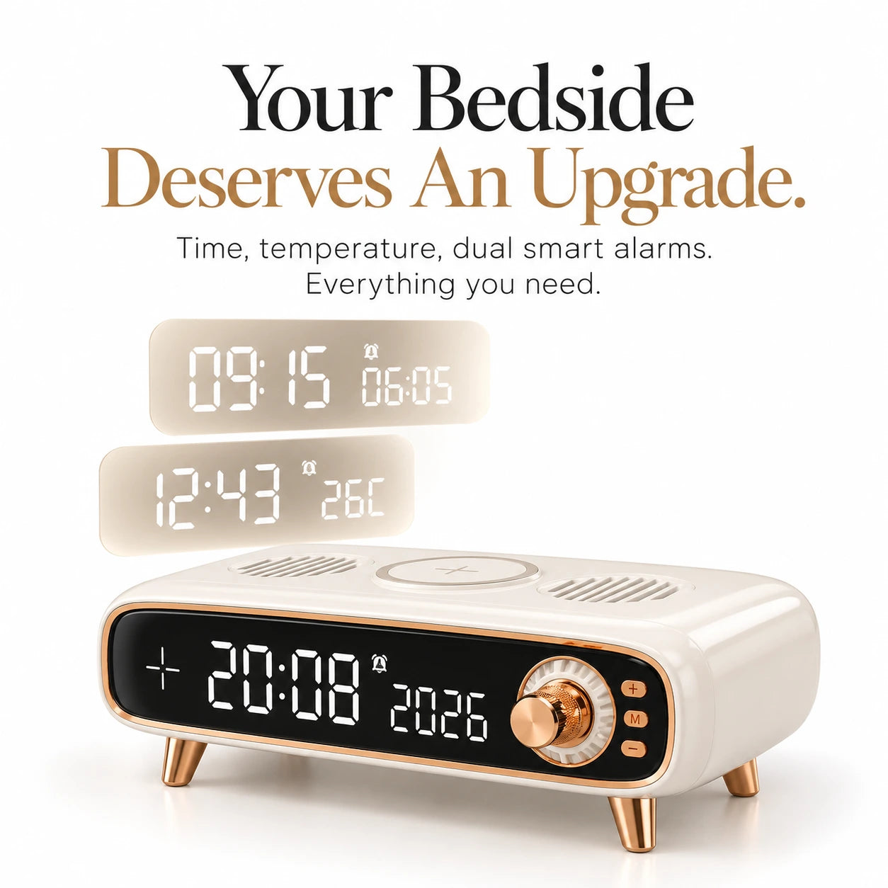 Pebble Aura 3, 3-in-1 Bluetooth Speaker, Alarm Clock & Wireless Charger