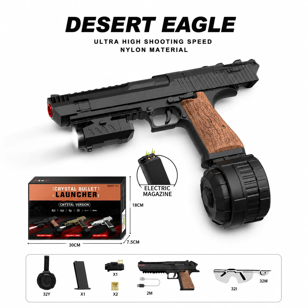 Desert Eagle Electric Gel Blaster with Drum Magazine
