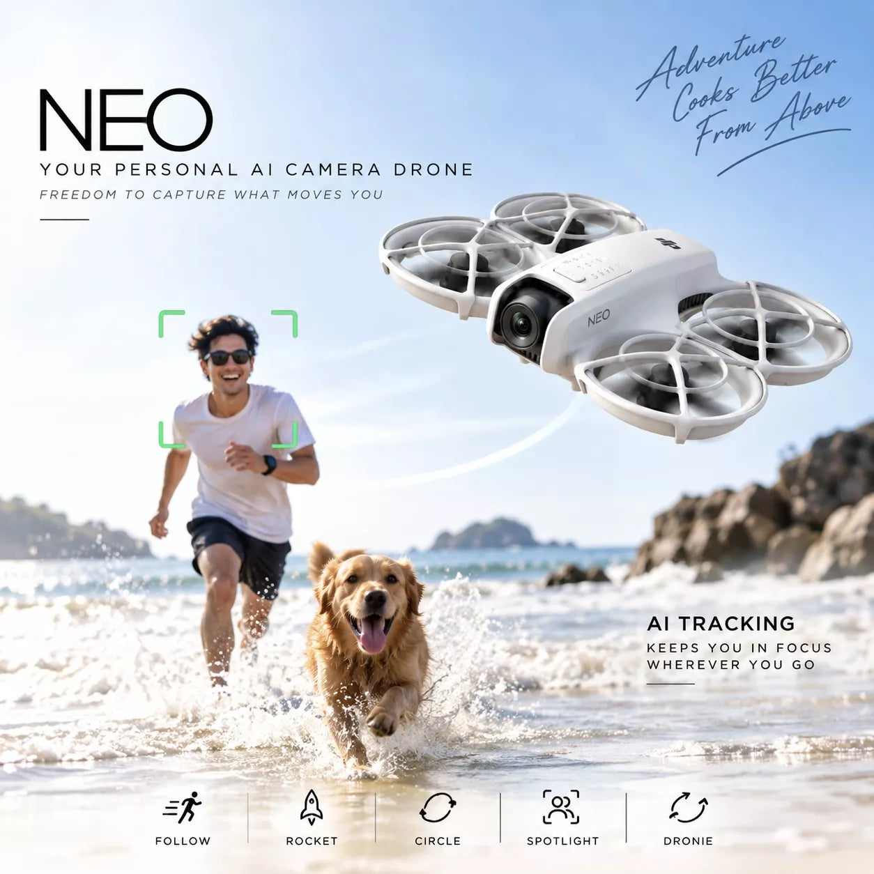 Neo 4K AI Camera Drone | 3 Batteries + Charging Hub | AI Tracking & Palm Takeoff