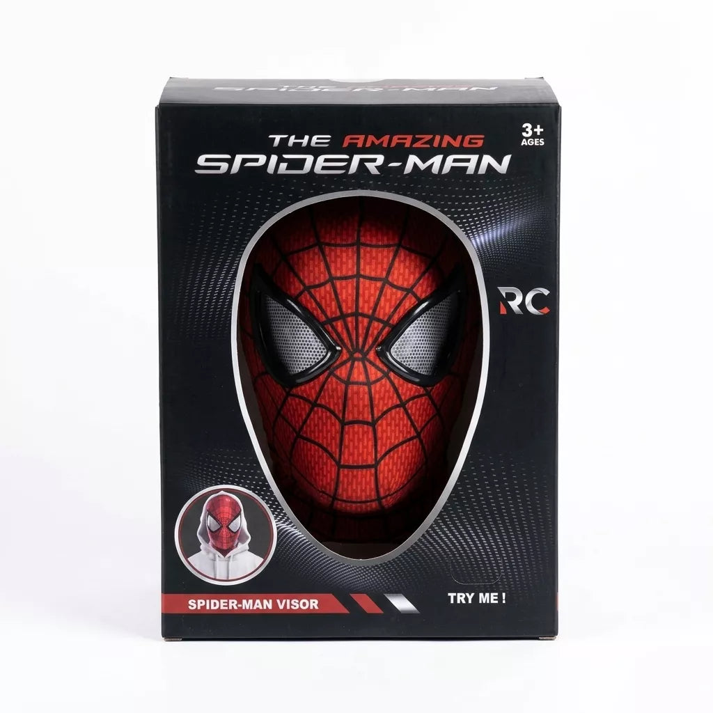 Spider-Man LED Mask with Ring Controller | USB Rechargeable Light-Up Eye Mask for Cosplay & Reels