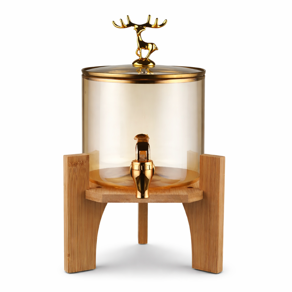 Luxury Glass Beverage Dispenser with Stand