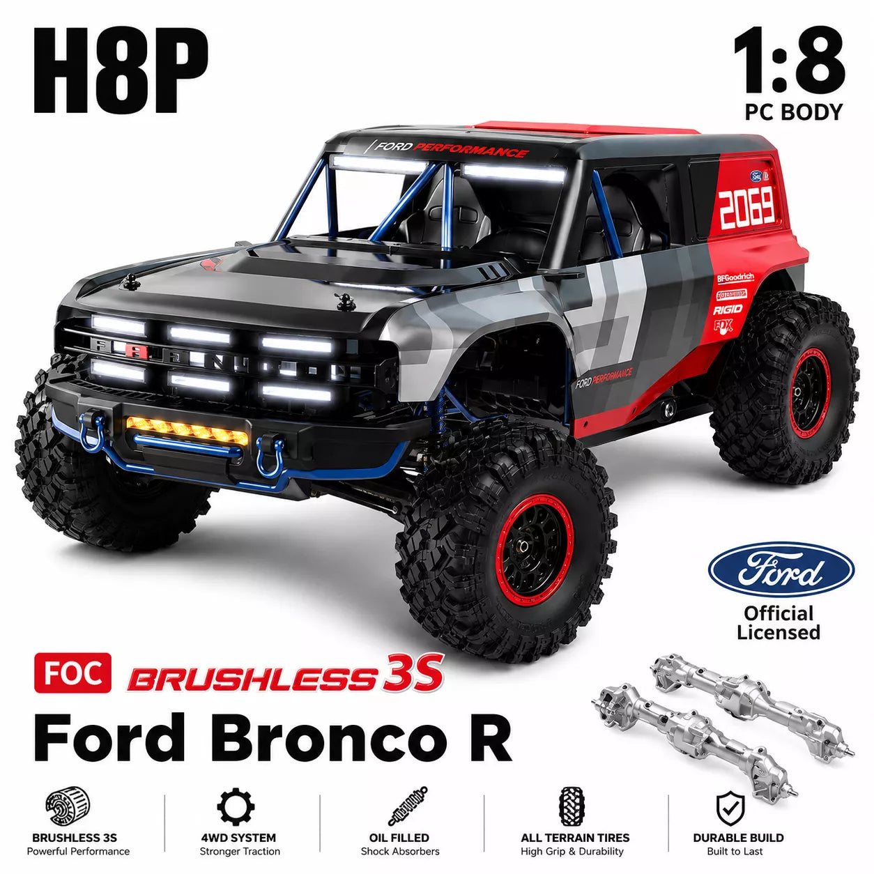 MJXRC H12P 1:12 Ford Bronco Baja 1000 Officially Licensed 4WD Brushless RC Crawler