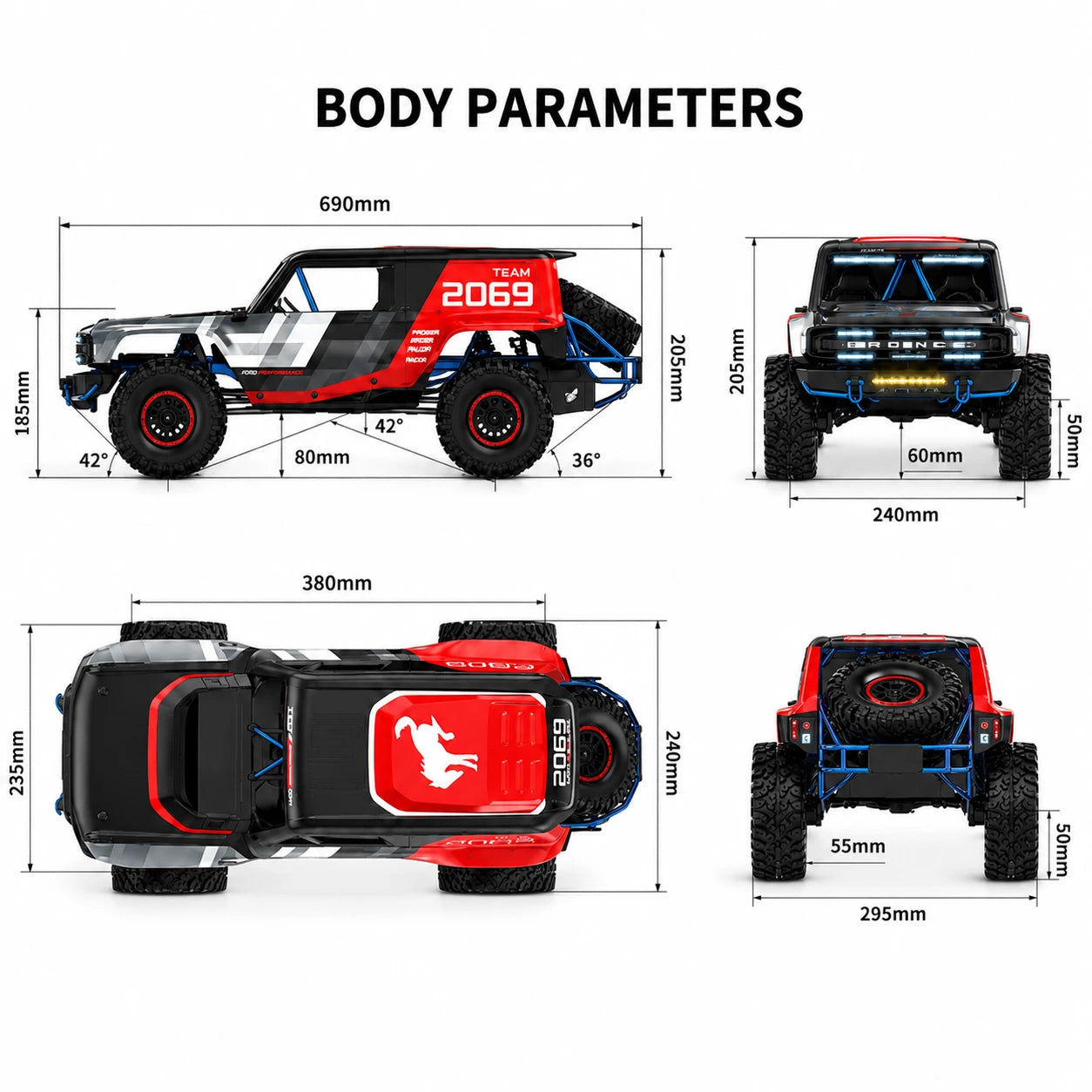 MJX Hyper Go H18P 1:18 Ford Bronco R Brushless 4WD RC Rock Crawler