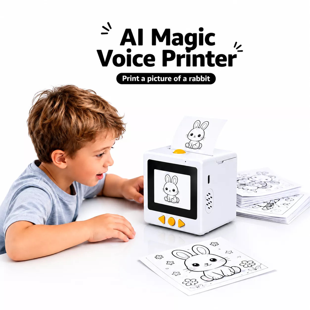 Rechargeable AI Smart Sticker Printer | Voice-to-Print Thermal Printer