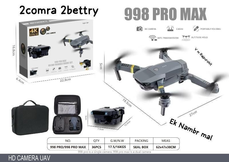 998 pro max drone with dual camera