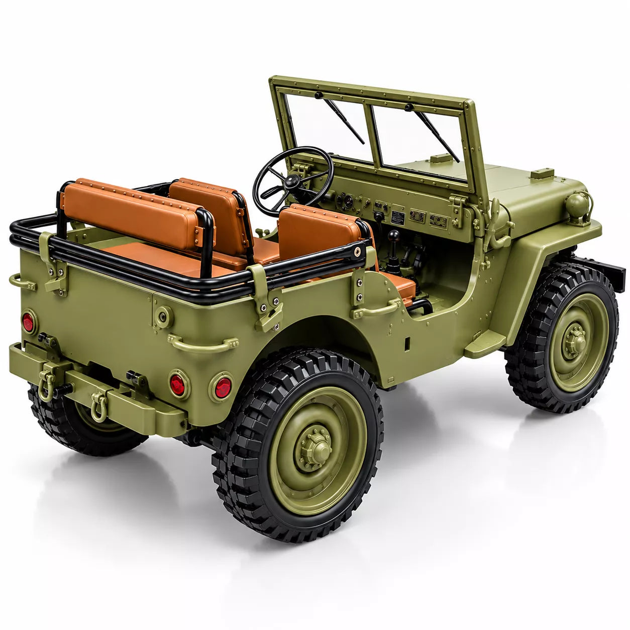 1:14 Full Metal Military Jeep RC Car | 2.4GHz 4WD, 2-Speed Gearbox, Metal Transmission, Lights & Sound