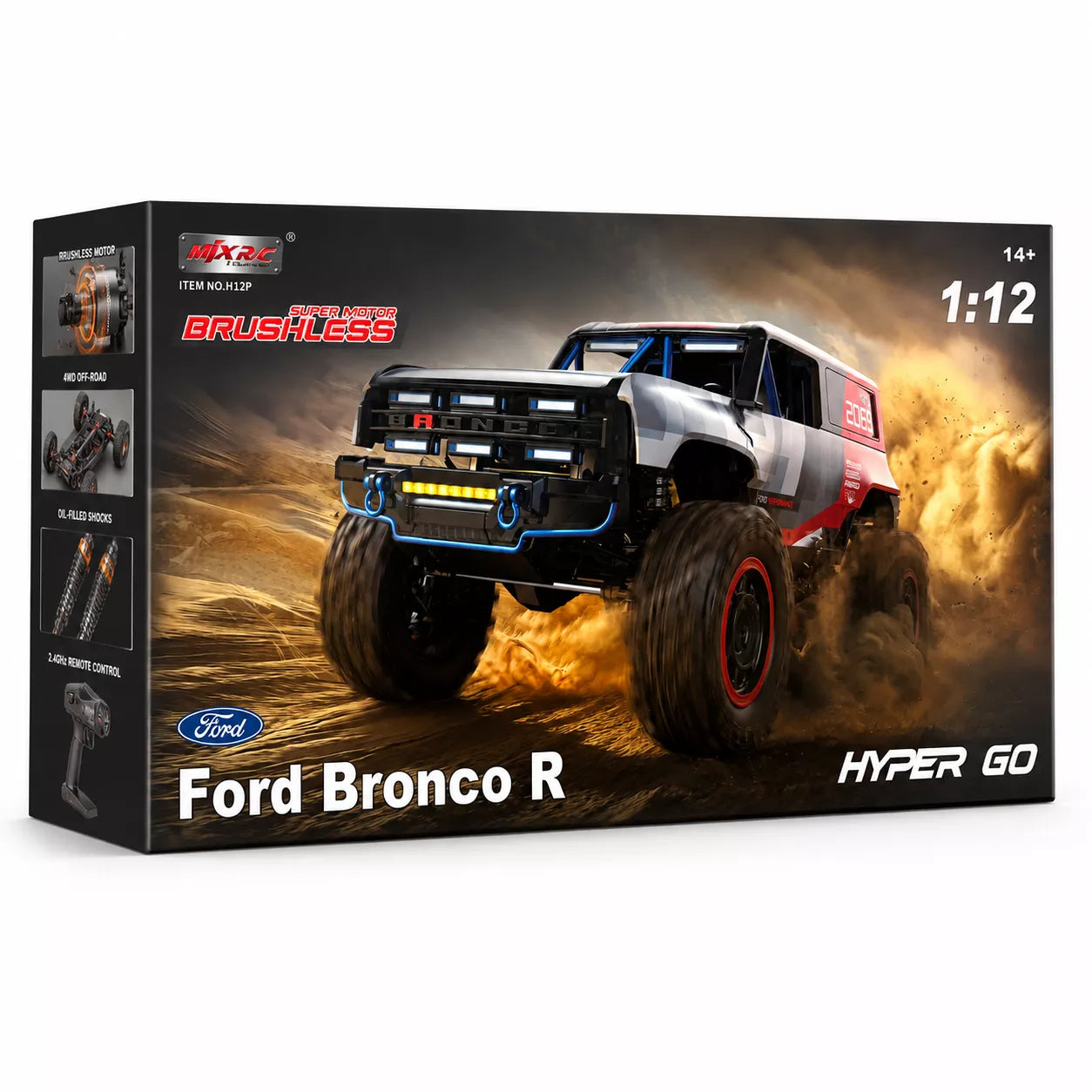 MJXRC H12P 1:12 Ford Bronco Baja 1000 Officially Licensed 4WD Brushless RC Crawler