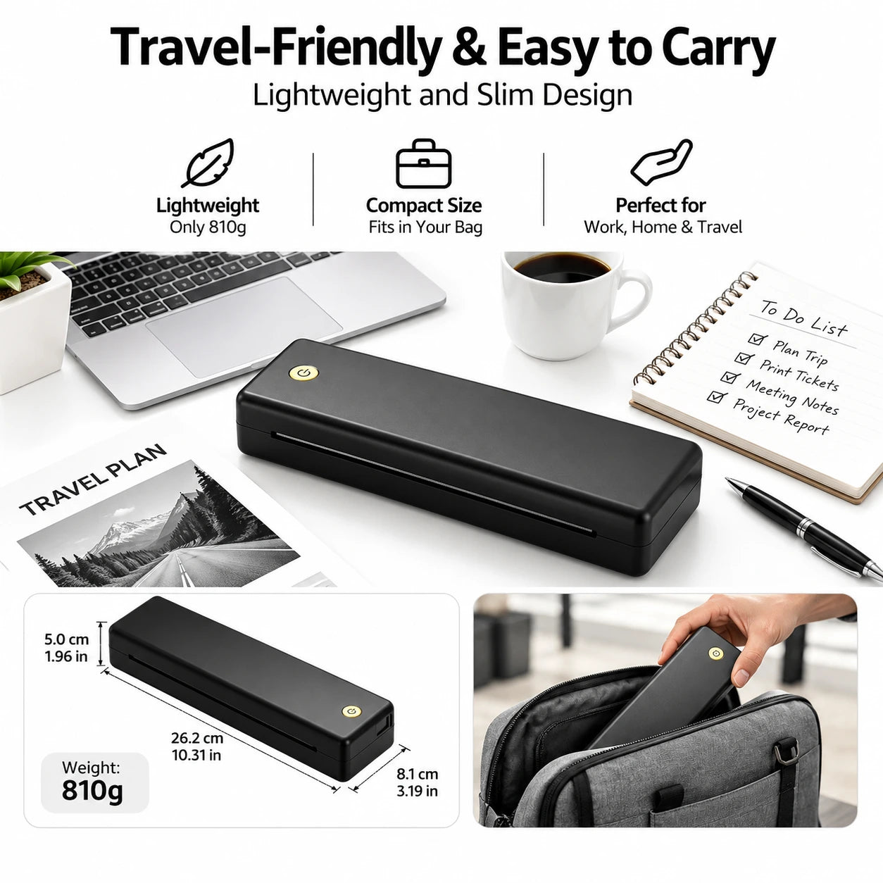 A43 Portable A4 Thermal Printer | Wireless Inkless Document Printer