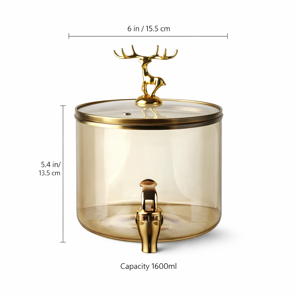 Luxury Glass Beverage Dispenser with Stand