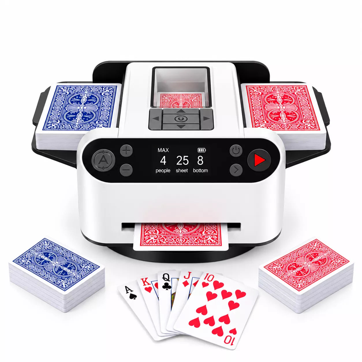 Card Distribution Machine | 2-in-1 Automatic Card Shuffler & Dealer | 360° Rotating, 2–8 Players