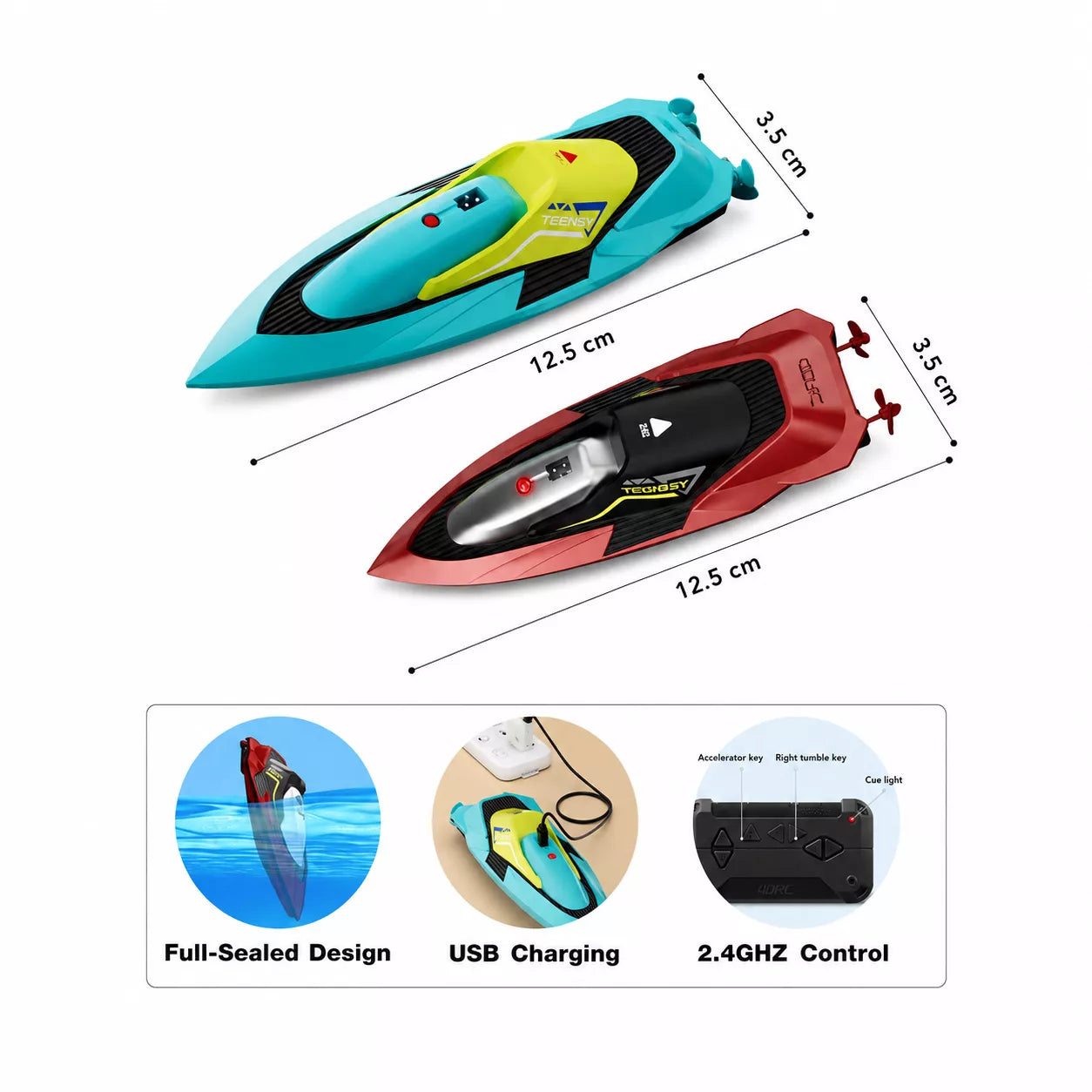 4DRC Teensy V Mini RC Boat | 10cm World’s Smallest Racing Boat