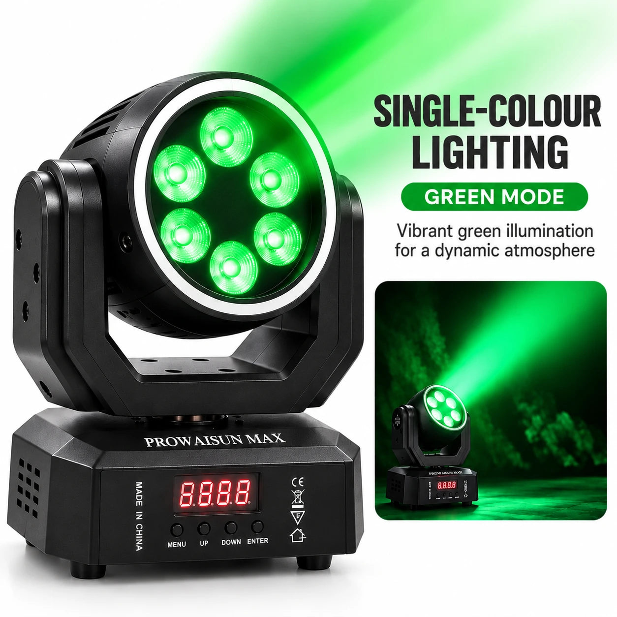 ProwAisun MAX 30W LED Mini Moving Head Wash Light with Remote