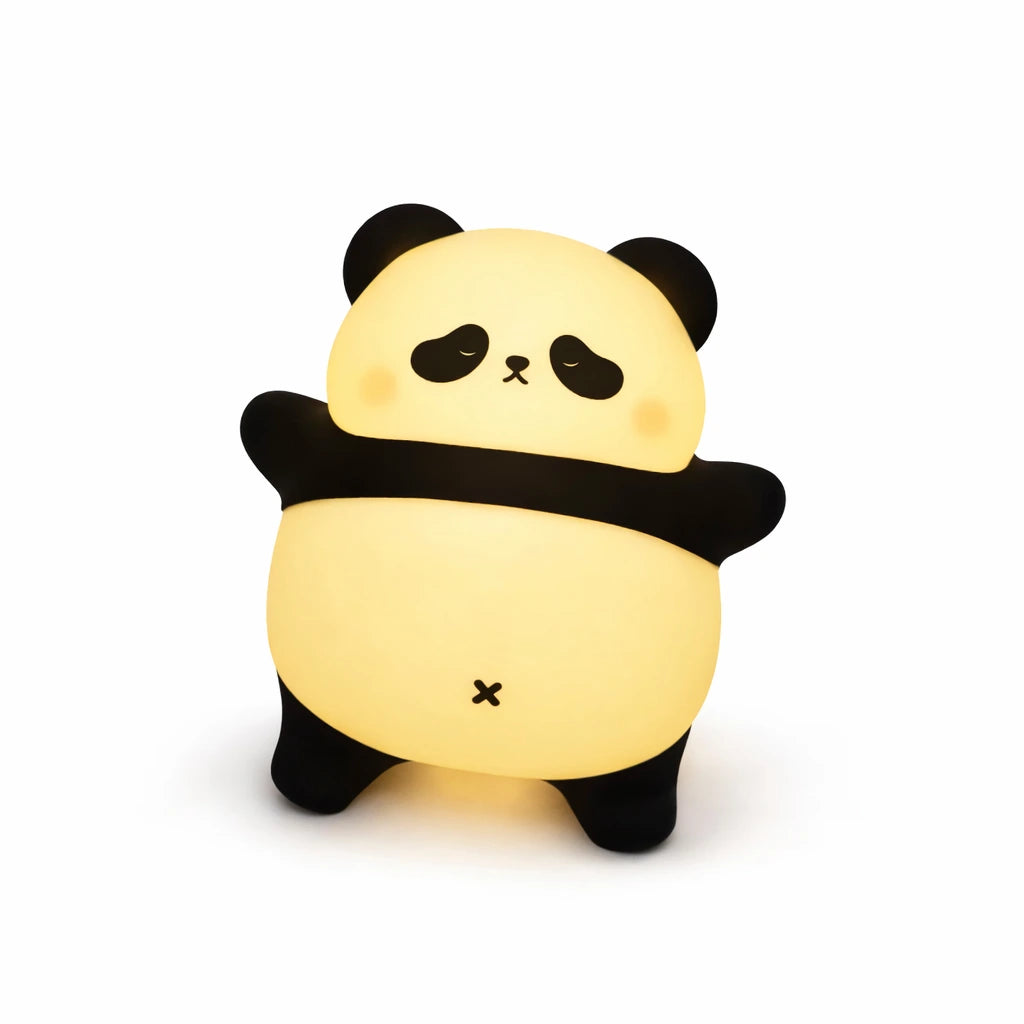 Panda-shaped night light with a soft glow on a white background