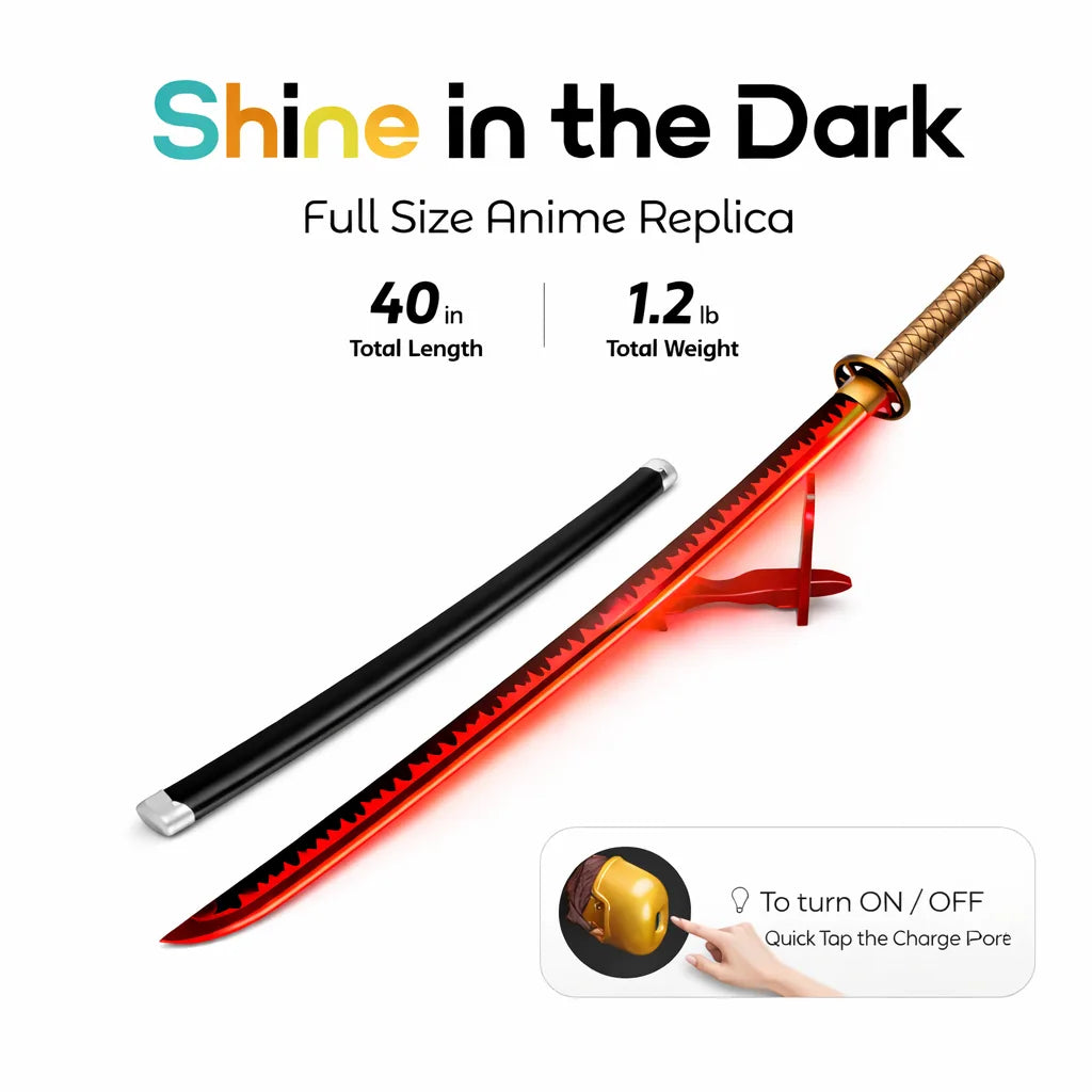Demon Slayer: Tsugikuni Yoriichi’s Nichirin Led Katana 104cm(stand free)