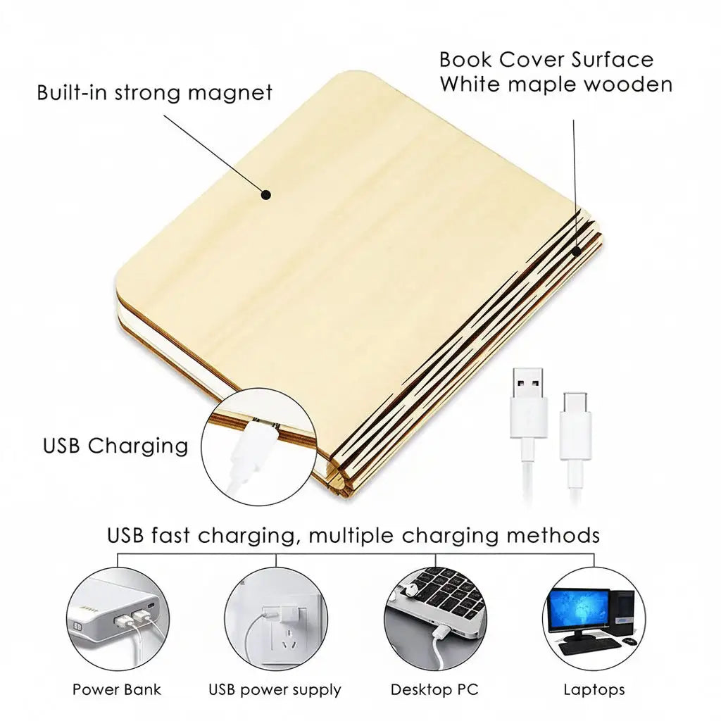 Foldable Wooden Book Lamp