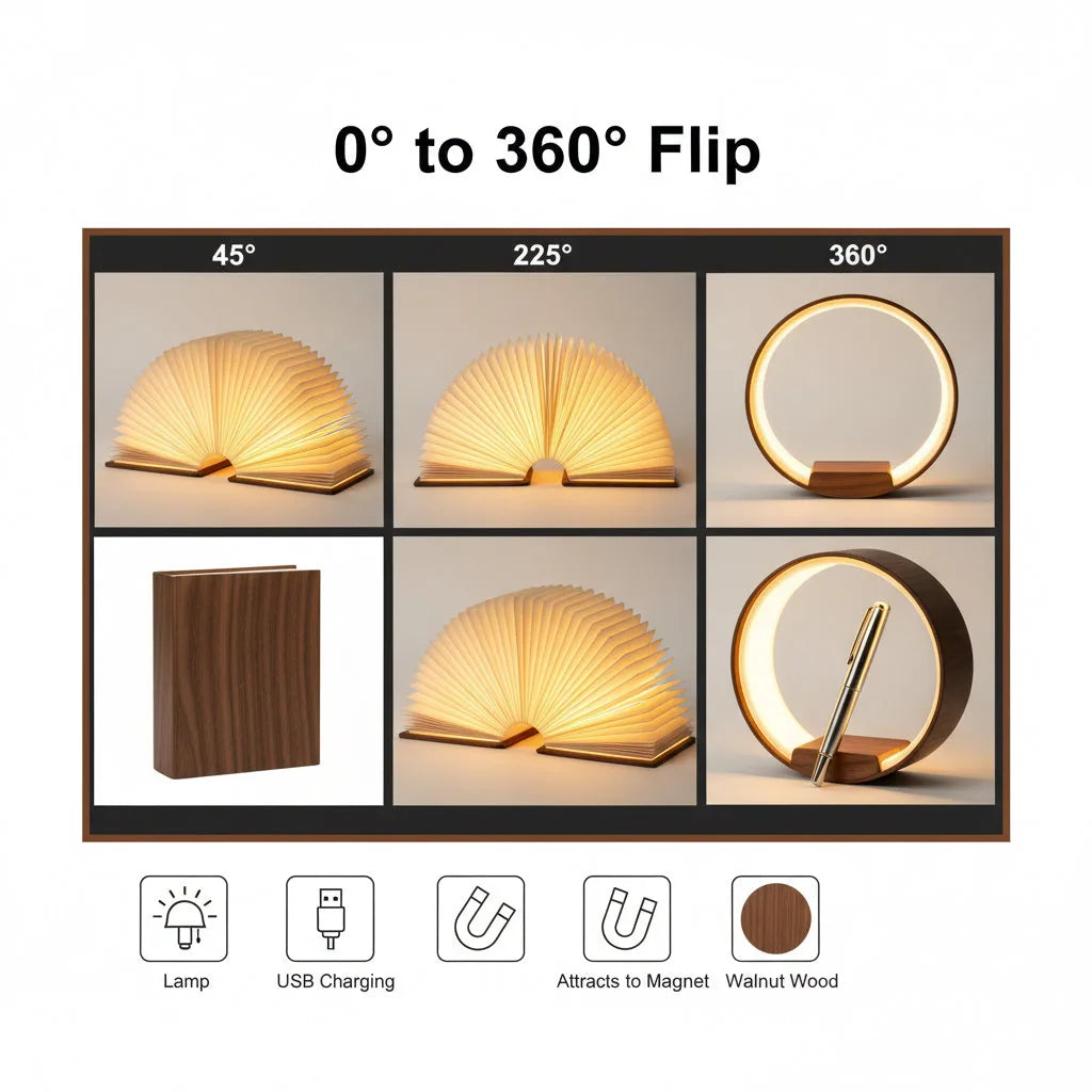 Foldable Wooden Book Lamp