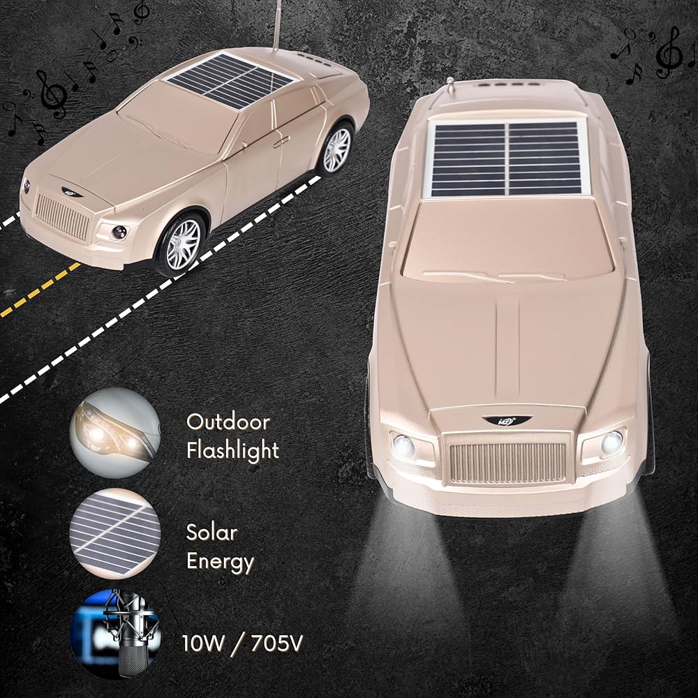 MZ Wireless Stereo Speaker, Solar Powered, Colorful Mini Bluetooth Speaker Car Shape | USB Compatible | Works as Headlight Pet Music Played Car023