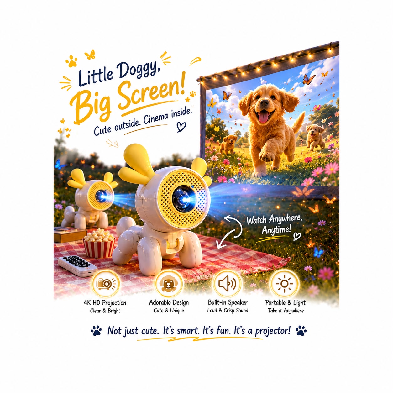 4K Cute Doggy Smart Projector