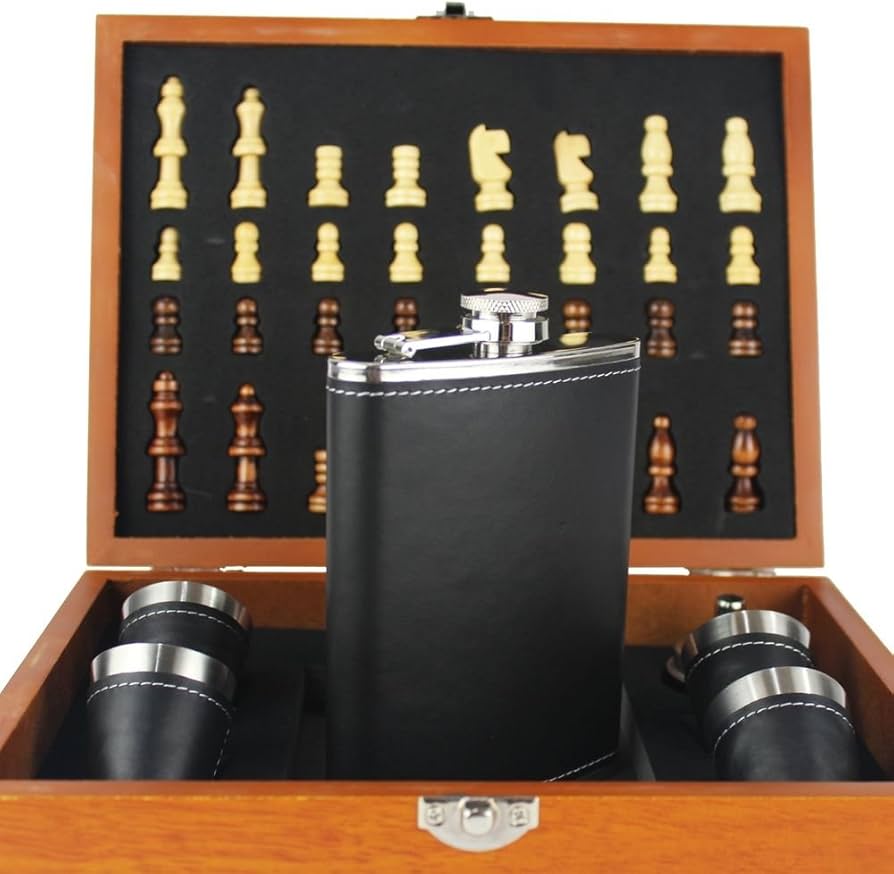 Wooden chessboard (with bottle )