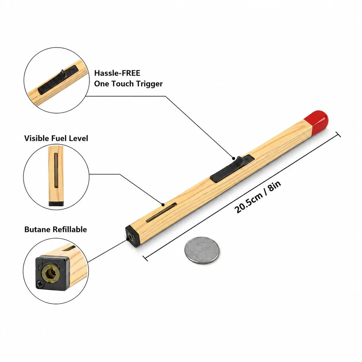 Match Stick Shaped Refillable Butane Gas Lighter (Multipurpose)