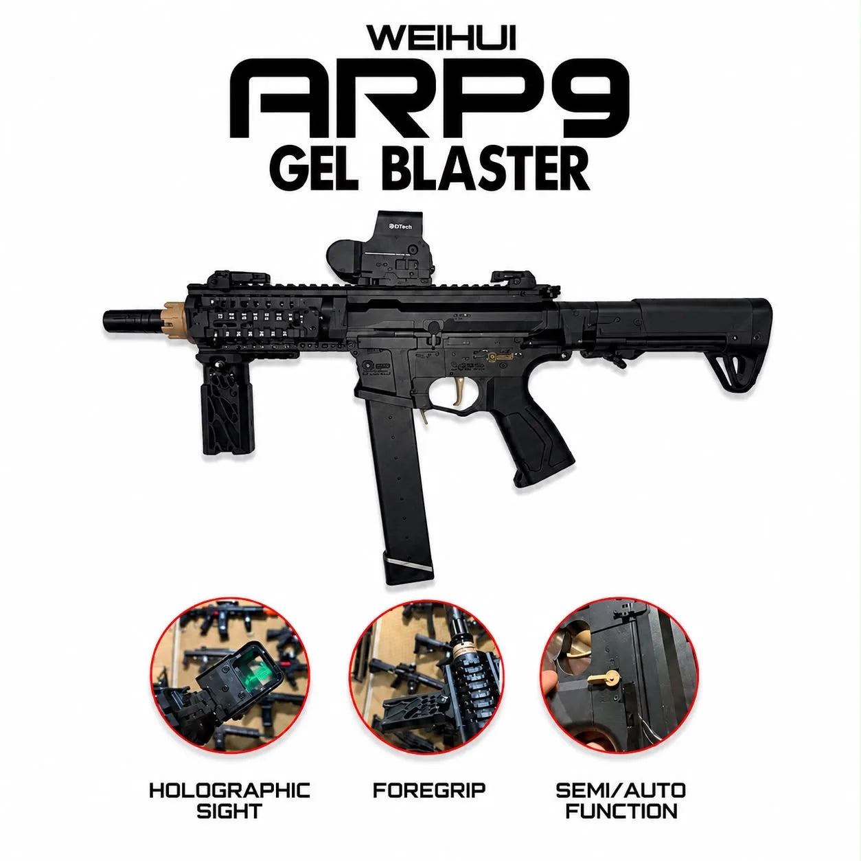 ARP9 Tactical Electric Gel Blaster Gun | 280+ FPS | Dual Magazine | Semi & Full Auto