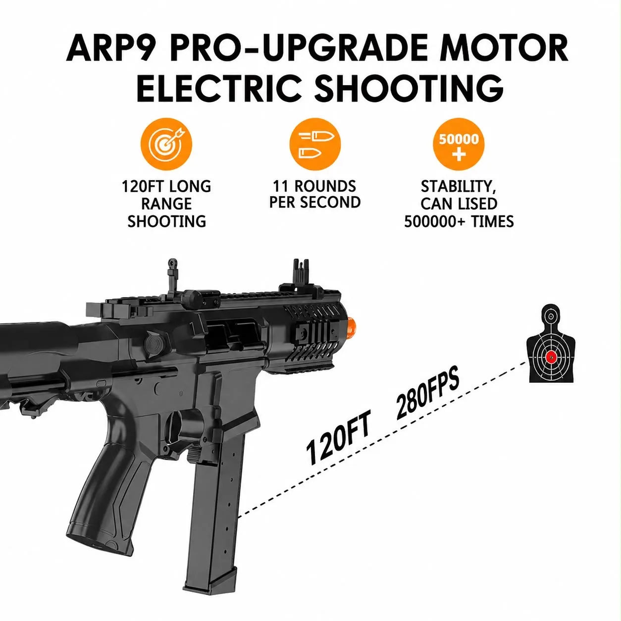ARP9 Tactical Electric Gel Blaster Gun | 280+ FPS | Dual Magazine | Semi & Full Auto