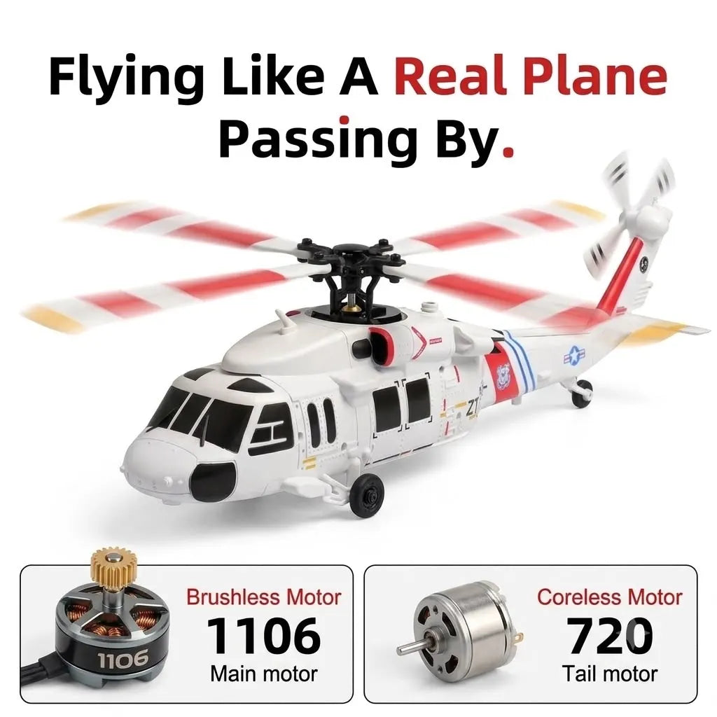 K270 UH-60L Black Hawk Remote-Controlled Helicopter with Optical Flow Positioning, Barometric Altitude Hold L/R Throttle Adjustable, RTF Remote Control Model Gift for RC Enthusiasts(1Batteries)