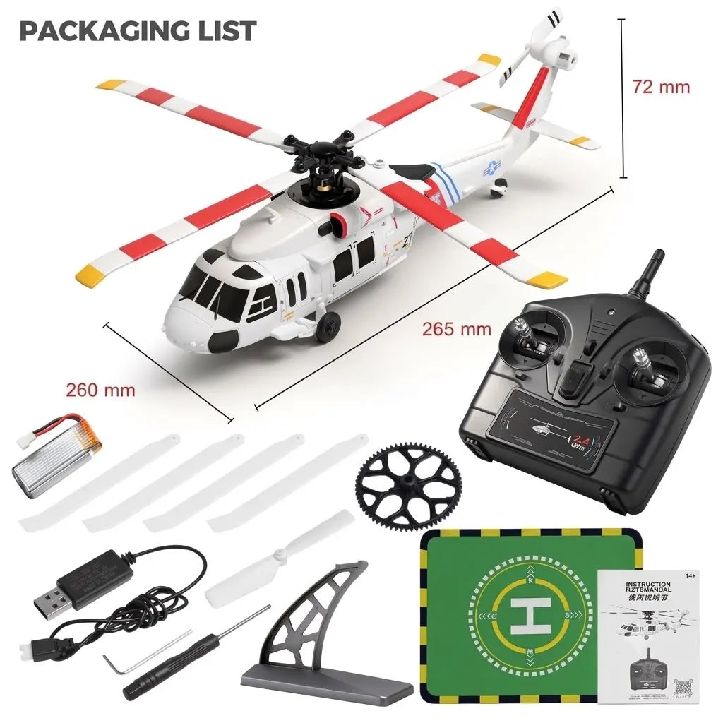 K270 UH-60L Black Hawk Remote-Controlled Helicopter with Optical Flow Positioning, Barometric Altitude Hold L/R Throttle Adjustable, RTF Remote Control Model Gift for RC Enthusiasts(1Batteries)