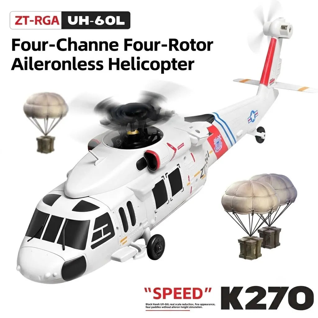 K270 UH-60L Black Hawk Remote-Controlled Helicopter with Optical Flow Positioning, Barometric Altitude Hold L/R Throttle Adjustable, RTF Remote Control Model Gift for RC Enthusiasts(1Batteries)