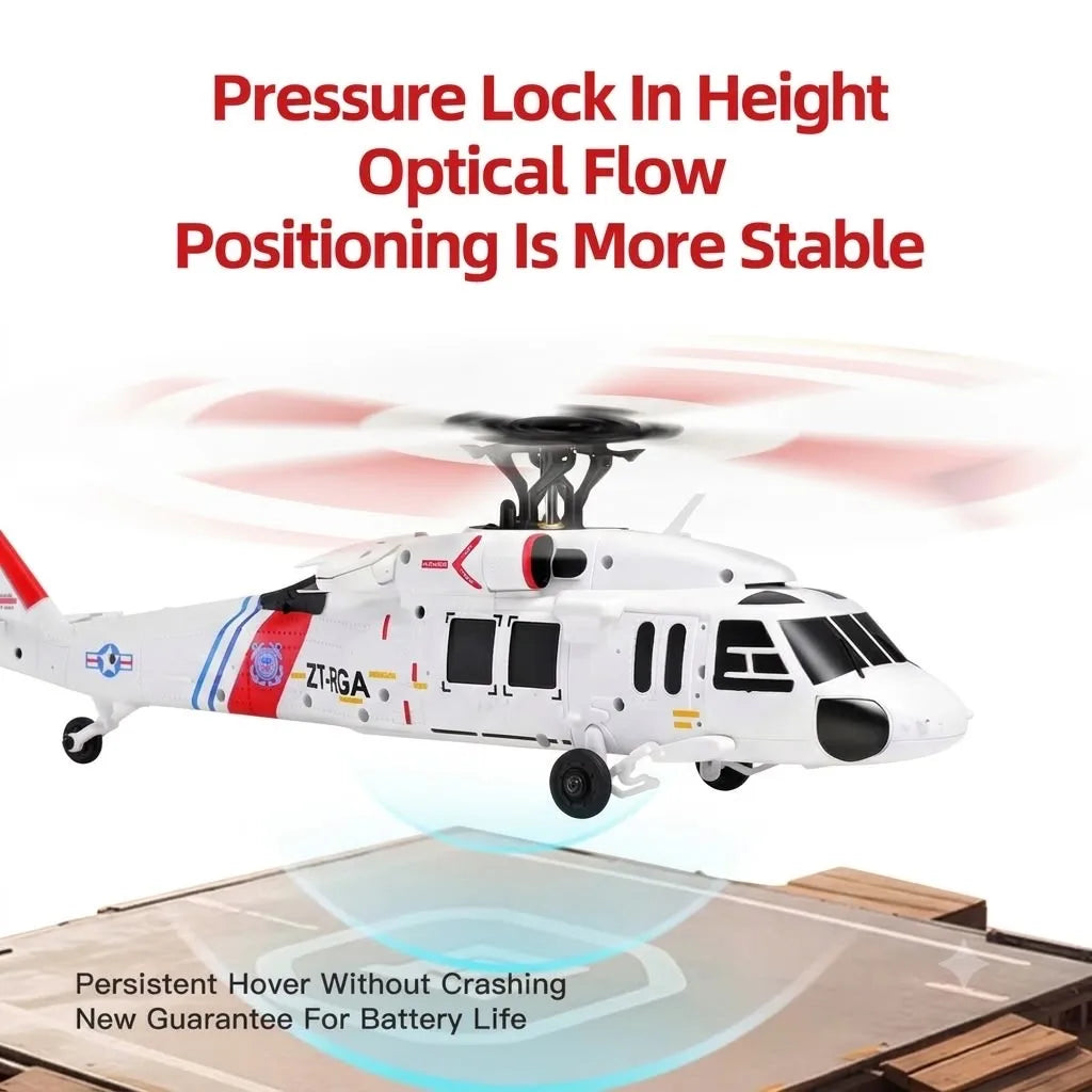 K270 UH-60L Black Hawk Remote-Controlled Helicopter with Optical Flow Positioning, Barometric Altitude Hold L/R Throttle Adjustable, RTF Remote Control Model Gift for RC Enthusiasts(1Batteries)
