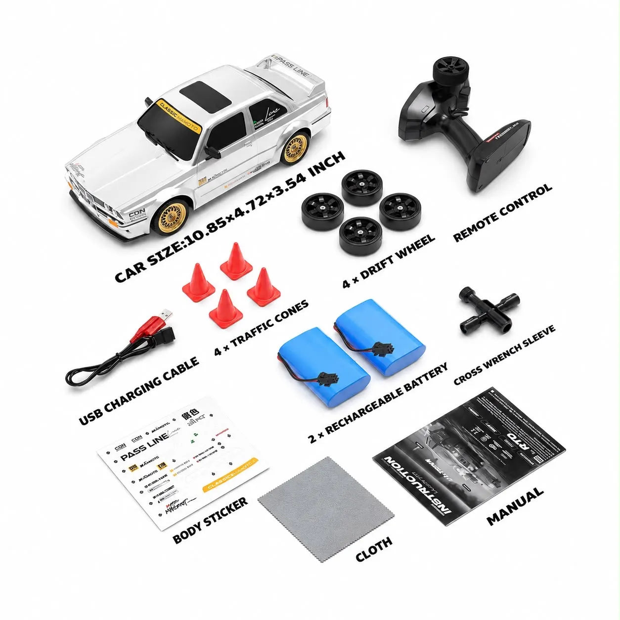 BMW M3 Retro 1:16 4WD RC Drift Car | 50KM/H High-Speed RTR with ESP Gyro & LED Lights