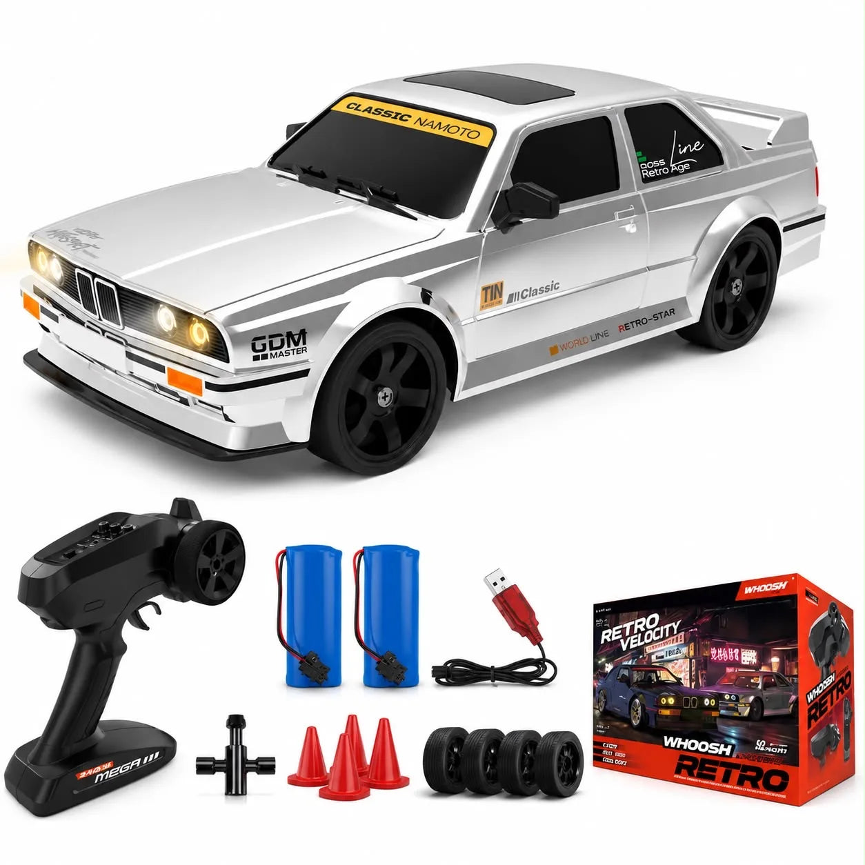 BMW M3 Retro 1:16 4WD RC Drift Car | 50KM/H High-Speed RTR with ESP Gyro & LED Lights