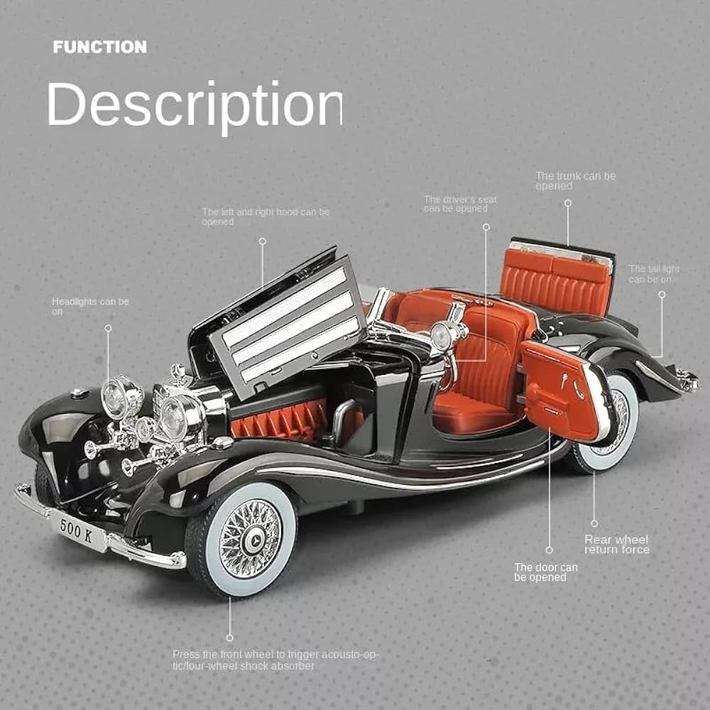 Mercedes Benz 1936 500K Classic Vintage Alloy Diecast Car (1:24)